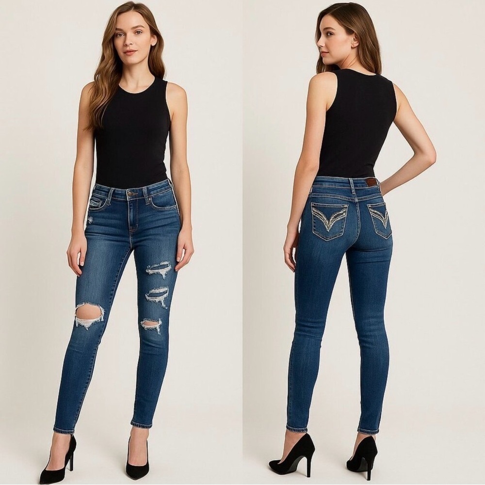 🔥 VIGOSS Women’s The Chelsea Mid-Rise Skinny Distressed Jeans Sz 11/12 ✨ - Picture 13 of 14